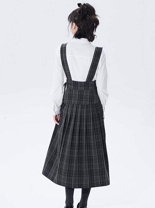 Charlotte Tailor Gray Check Suspender 2wey Skirt