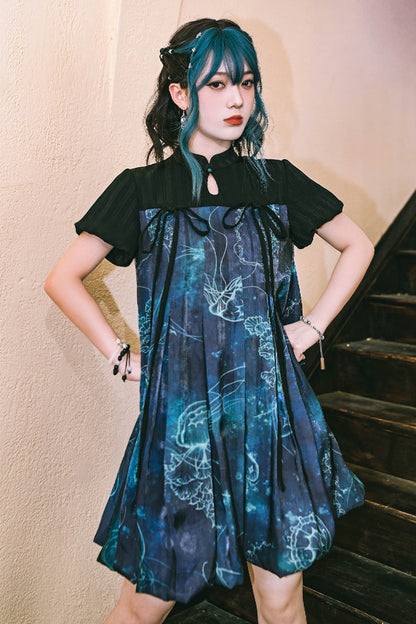 Jellyfish Print Tsubomi Dress