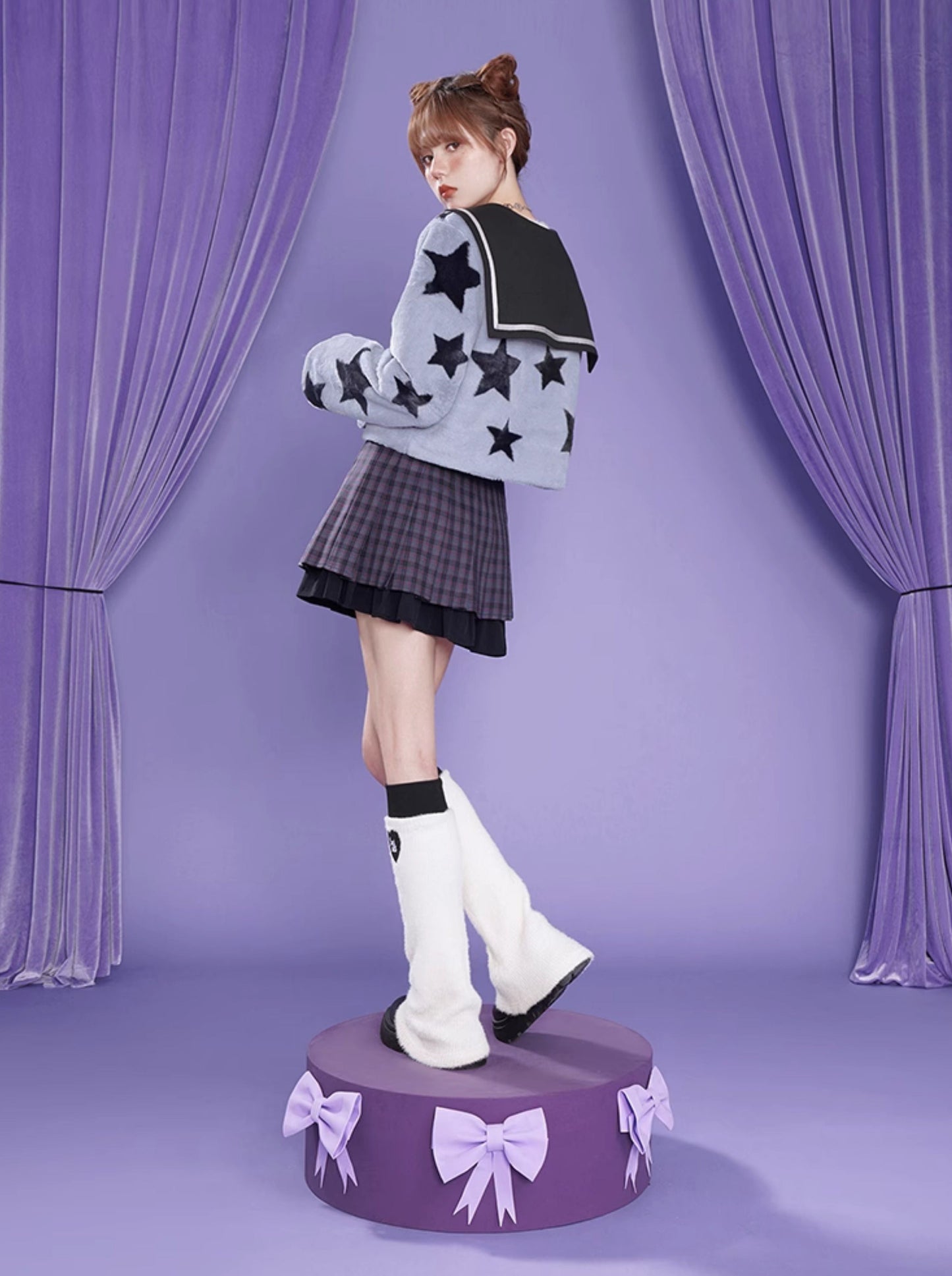 Star Fur Sailor Short Coat