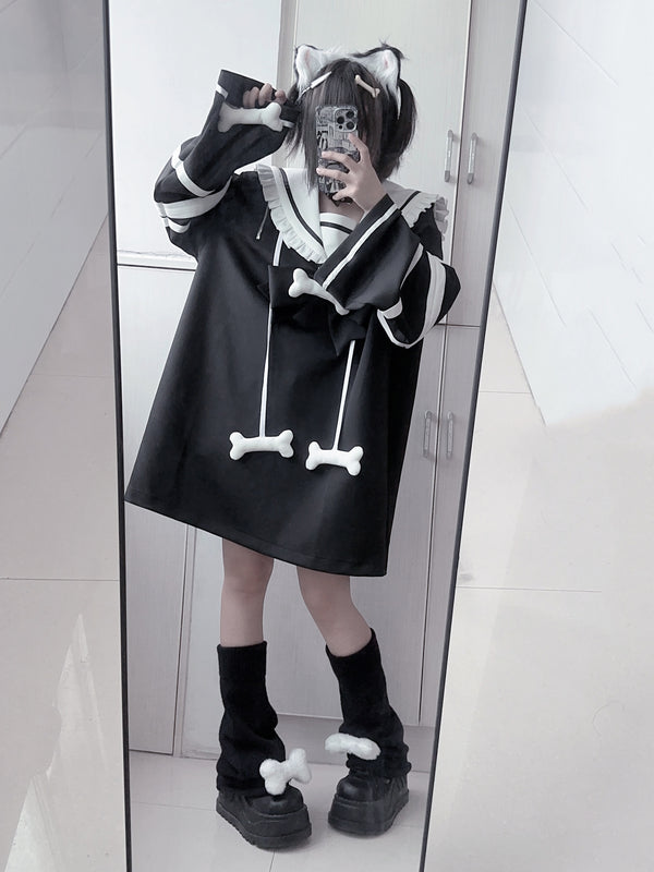 オーバーサイズオフショルジップ２wayセーラーカラードレス