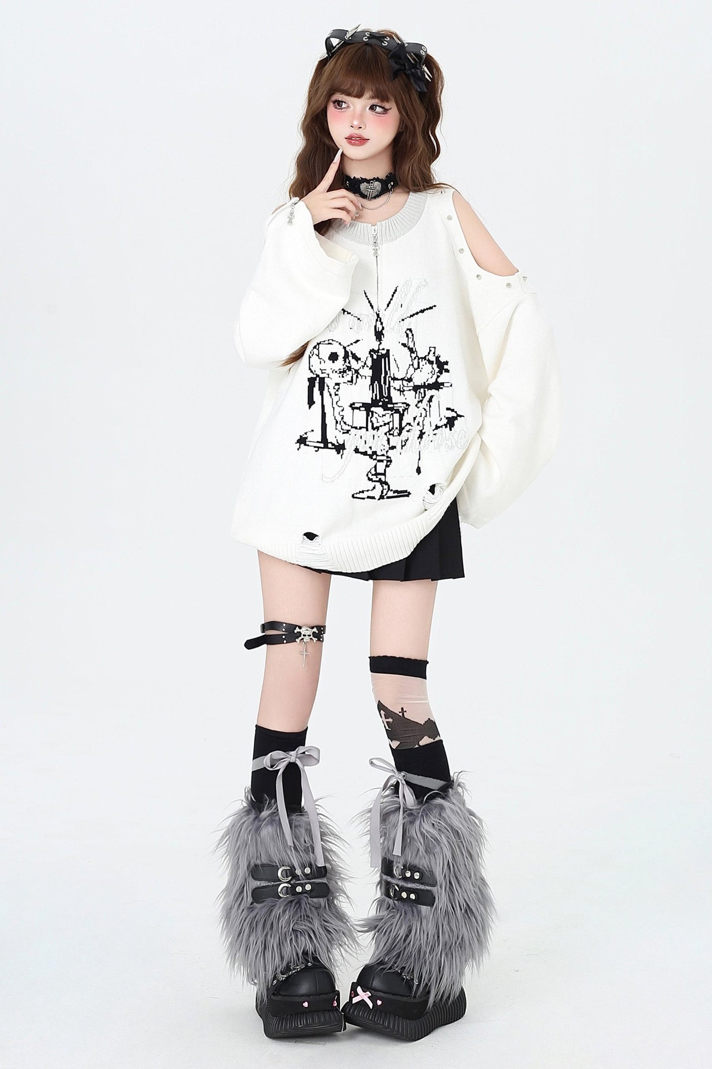 Villain Punk Contrast Knit Sweater