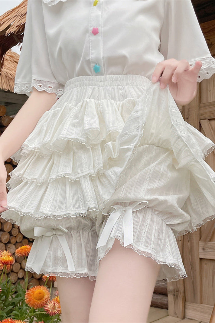 キュートフリルティアードスカートパンツ