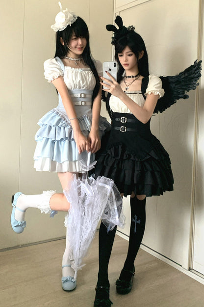 Cool Square Neck Four-Stage Dress