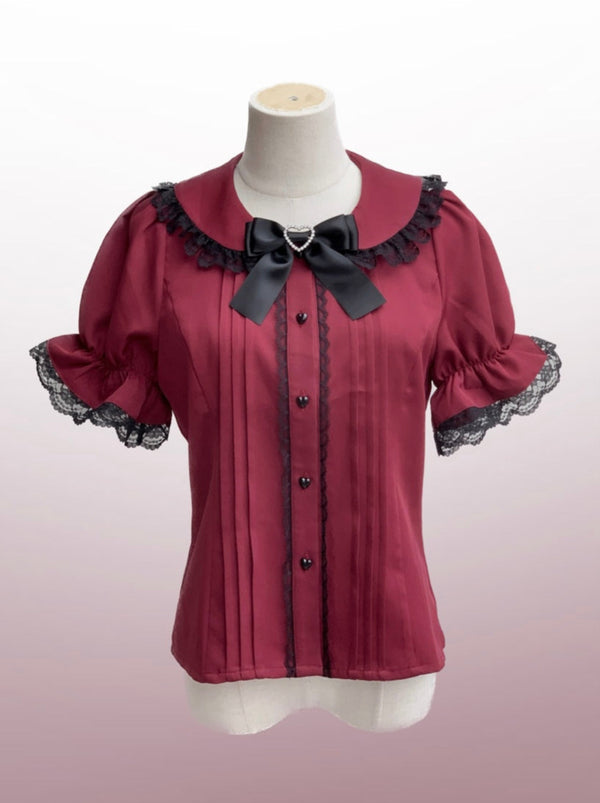 Pearl ribbon doll color mine lace blouse