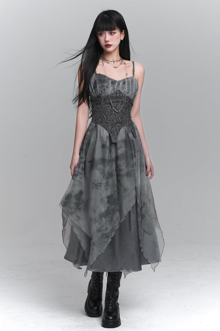 Ghost Girl Gray Suspender Dress