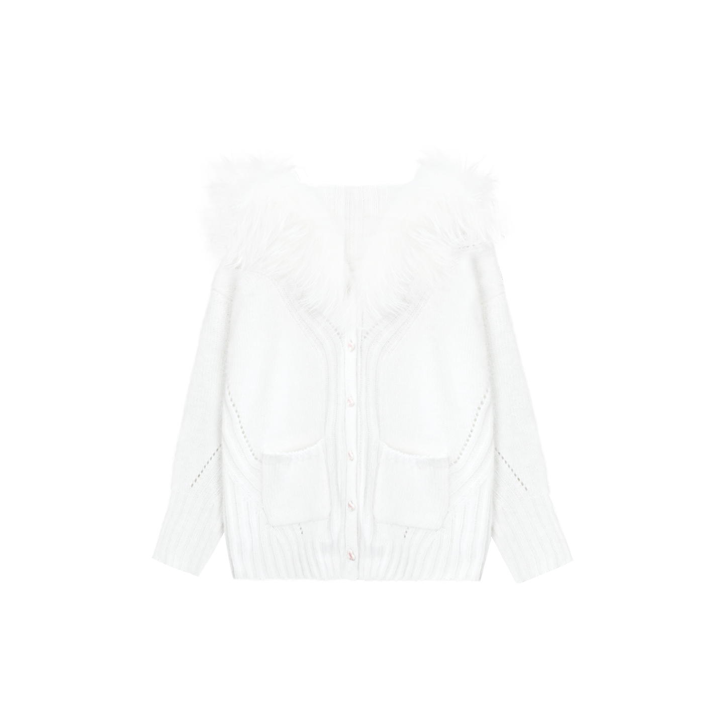 Halter Neck Fuzzy Knit Jacket + Top + Pants