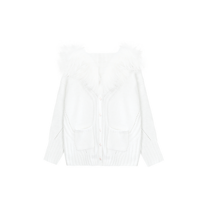 Halter Neck Fuzzy Knit Jacket + Top + Pants