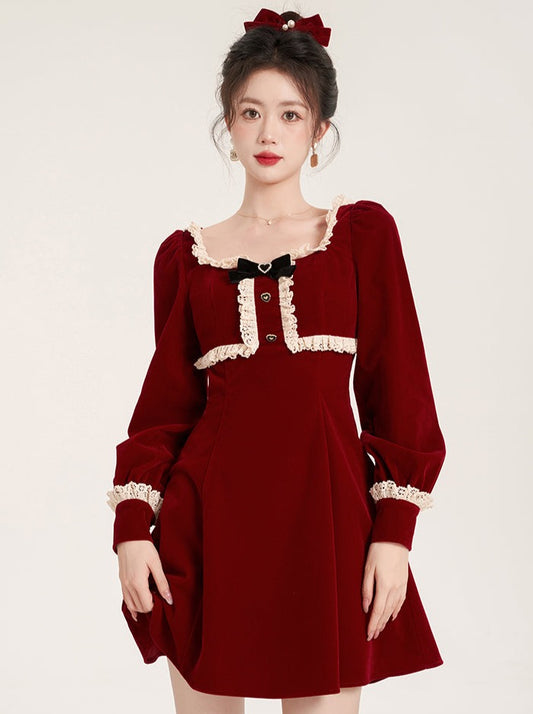 レースダークショートワンピース