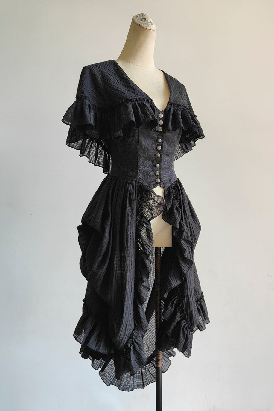 Witch-style hooded long-skirted cloak