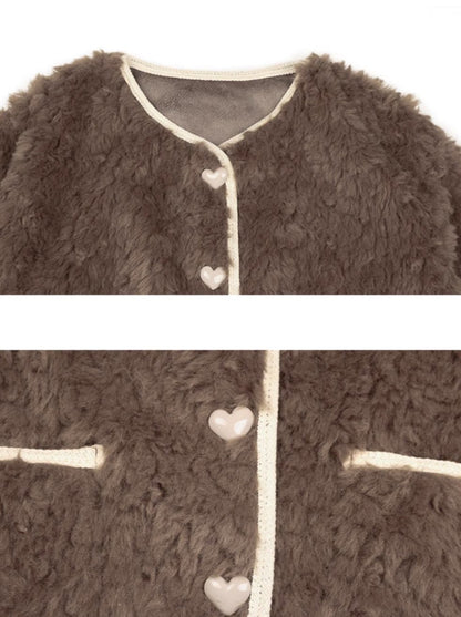 Chocolate Faux Fur Loose Jacket