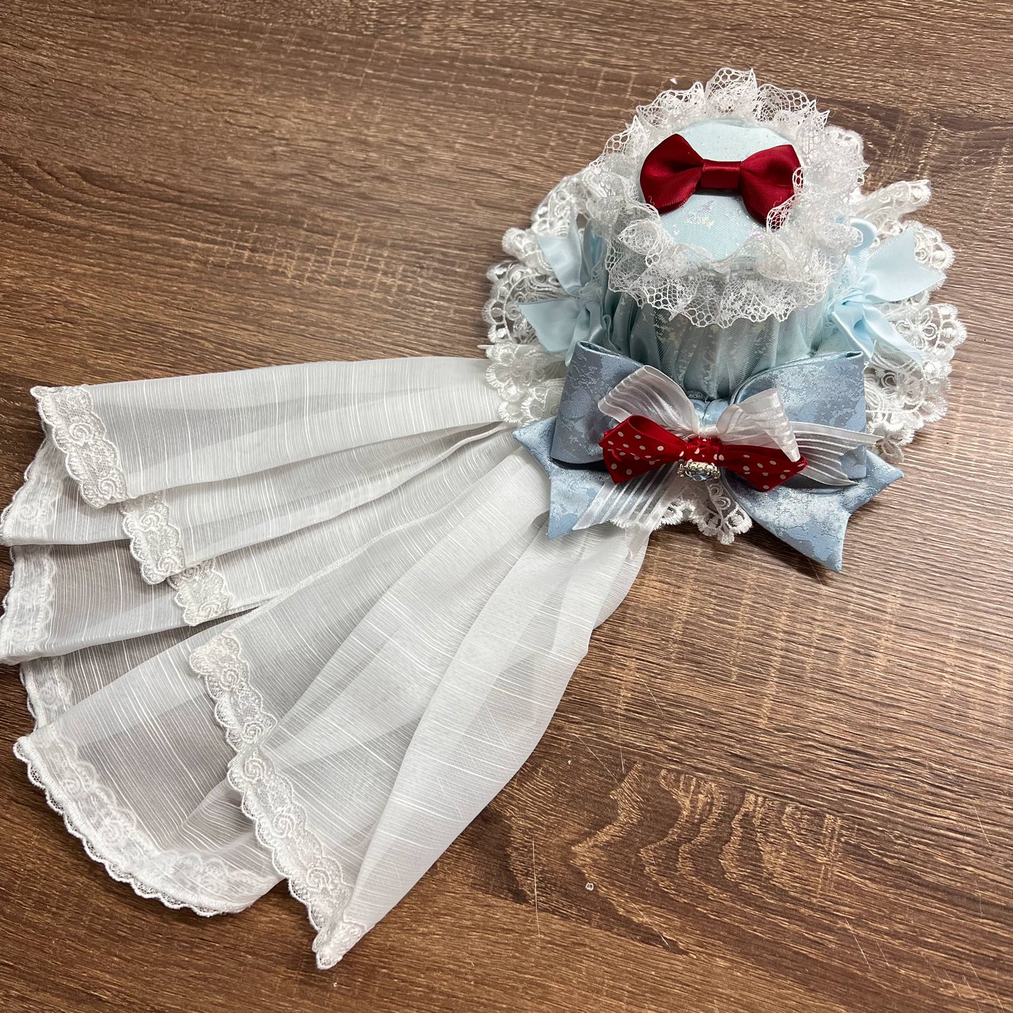 [Scadenza prenotazione 10 luglio] Mini cappello lolita idol blu menta con fiocco rosso e velo
