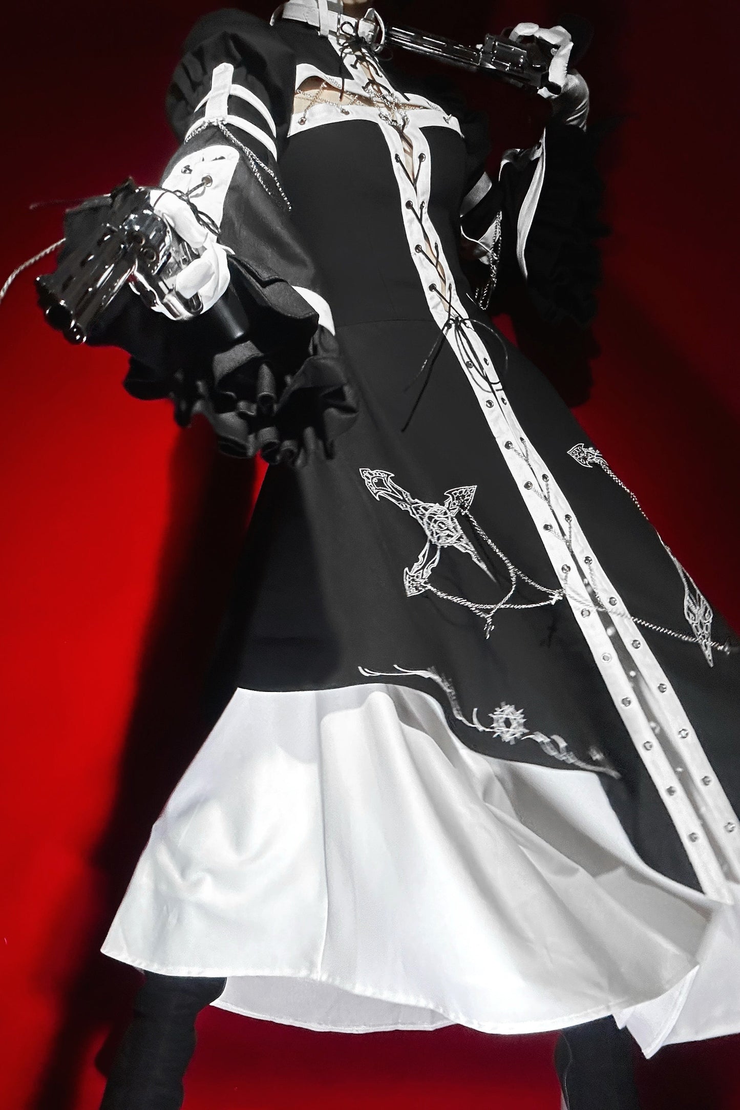 Split Cross Gothic Dark Nun Dress Setup