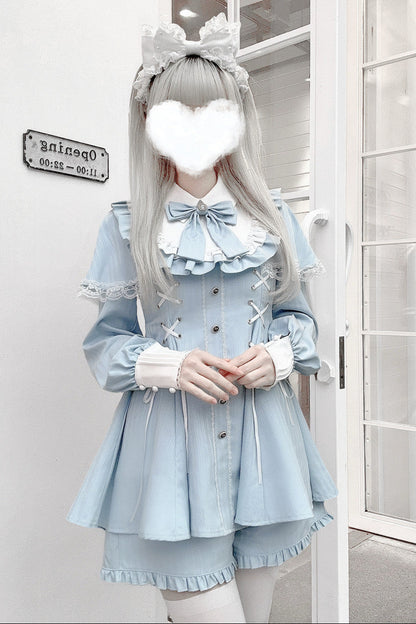 【1月20日予約締切】リボンフリルカラーケープレースアップドレスセットアップ