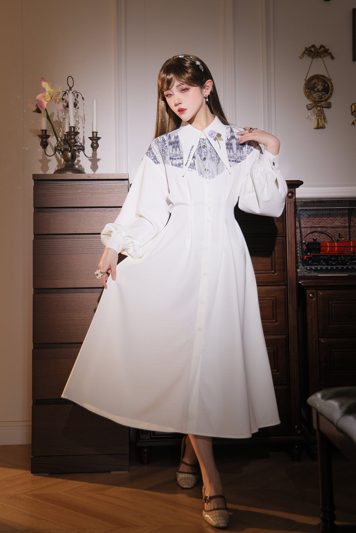 French Elegant Long Shirt Dress