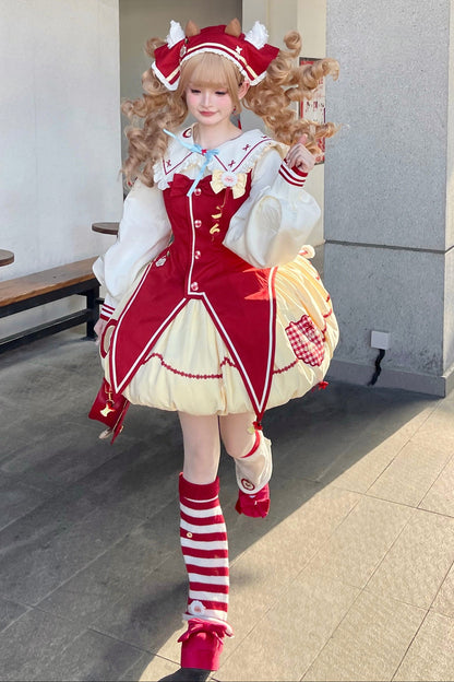 Fairy Tale Little Sheep Apple Balloon Clown Dress Suit + Accessories