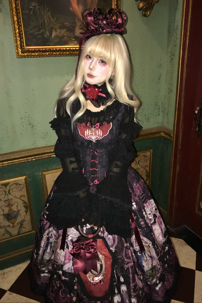 【7月26日予約締切】眠れる森の美女シリーズブラック/レッドゴシック棺型リボンバッグ