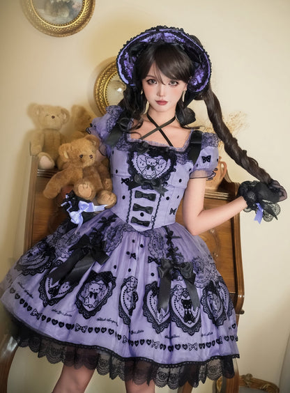 [Pre-order Deadline: September 16] Pink Purple Teddy Bear Series Sweet Princess Dress