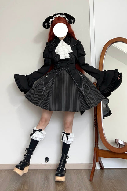 Elegant Gothic Punk Dress Setup Full Set