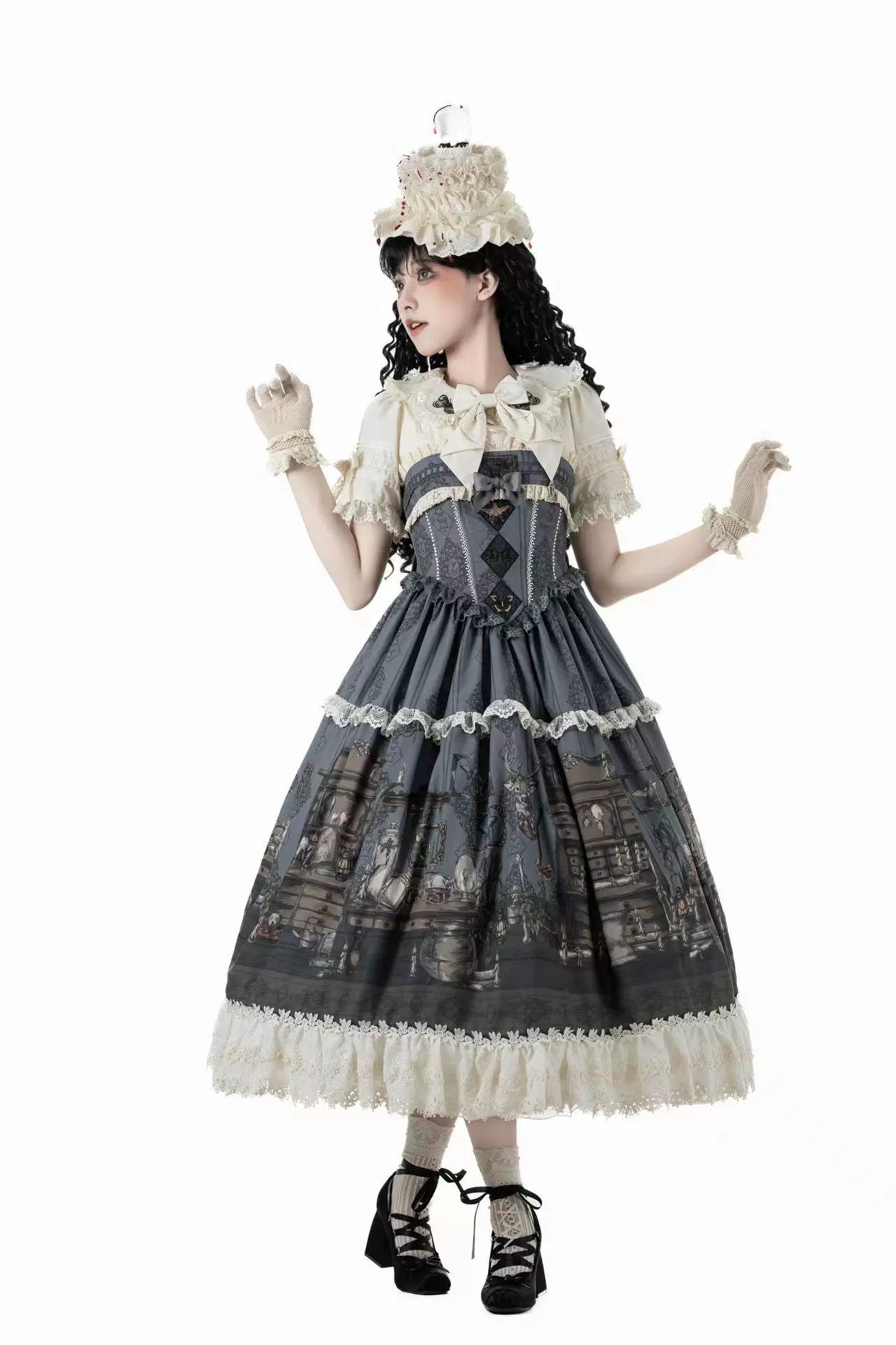 スペルコレクションルームステッチフェイクツーピースドレス