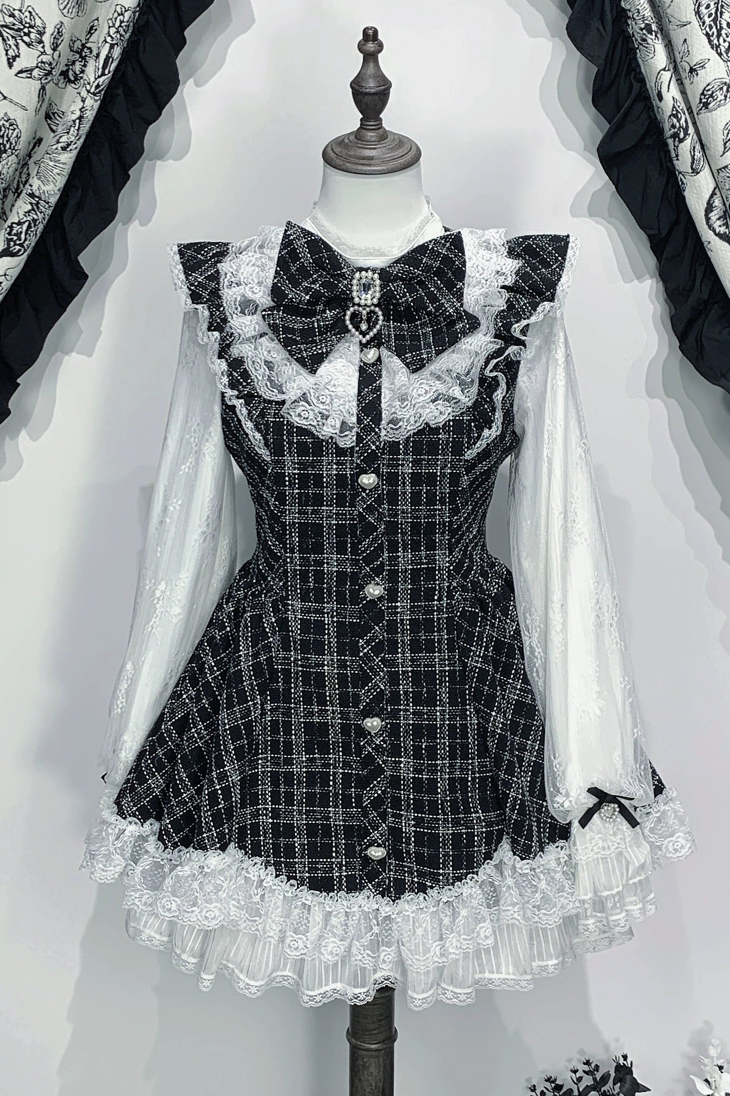 Lace Check Dress + Pants