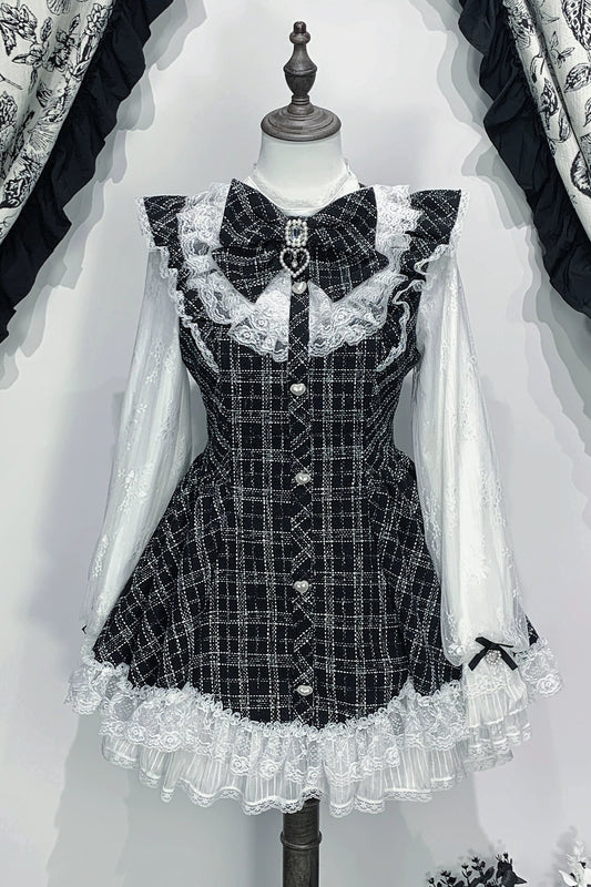 Lace Check Dress + Pants