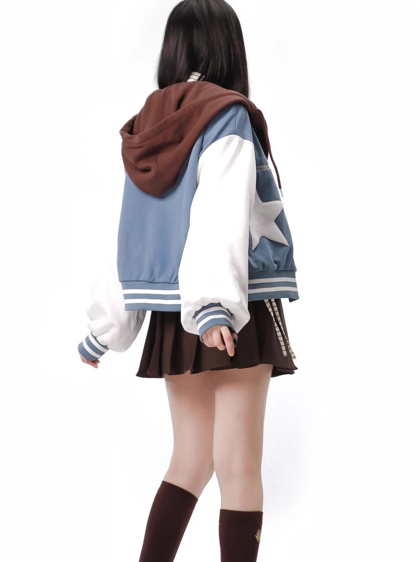 Star Fall Latte Star Velvet Hoodie Short Jacket Pleated Skirt Shirt Casual Maillard