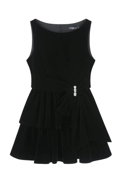 Black Velvet Tiered Dress + Top