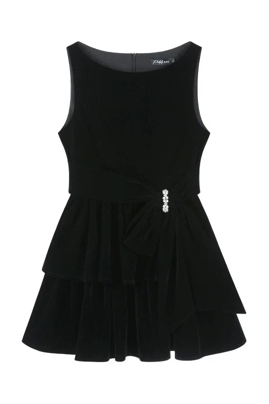 Black Velvet Tiered Dress + Top