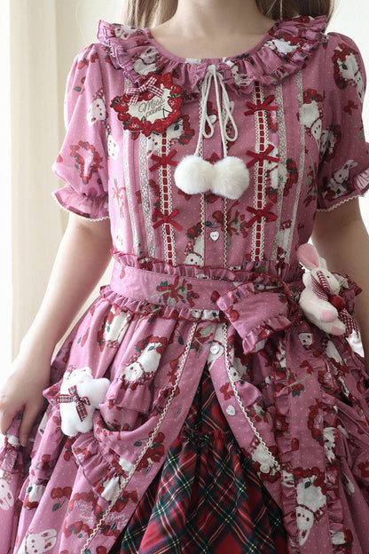 [Pre-order Deadline: January 31] Forest Berry Rabbit Series Daily Puff Sleeve Dress