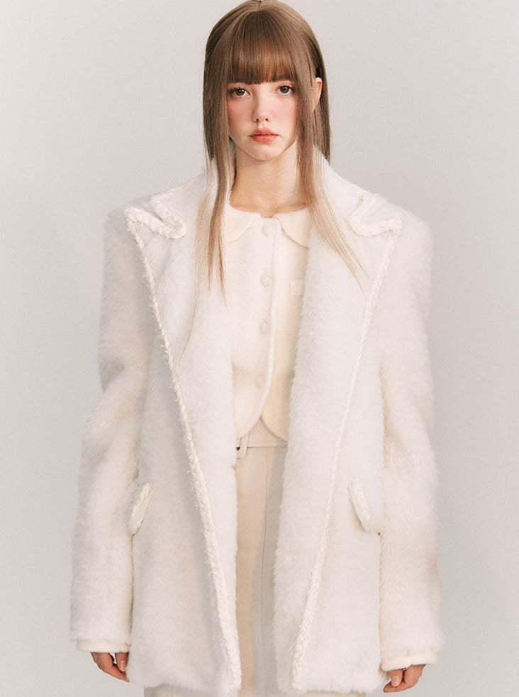 Snow Macaron Wool Fur Jacket