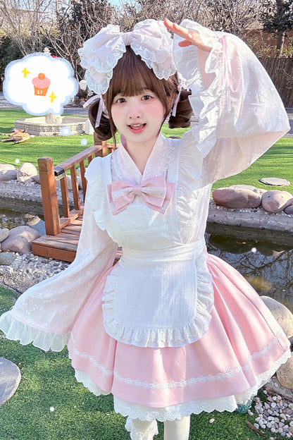 Cherry Maid Girly Top + Flared Skirt + Apron