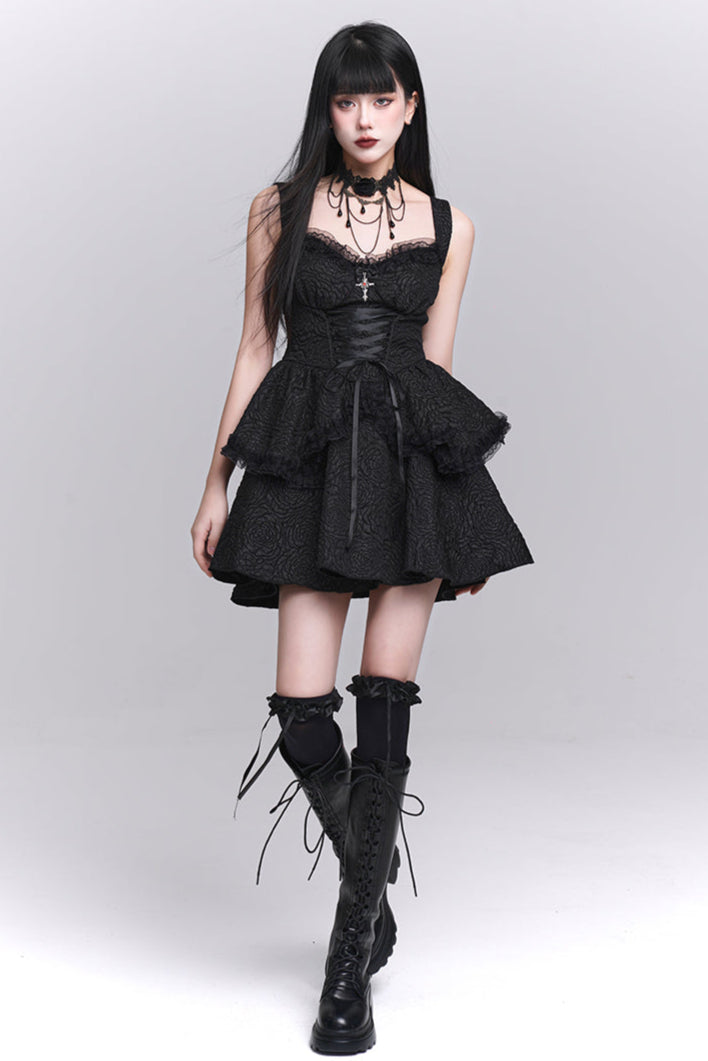 Gothic Style Neck Short Top + Suspender Dress – Belchic