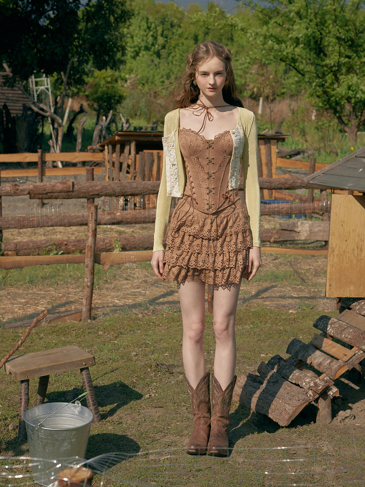 Coffee Sleeveless Cowgirl Top