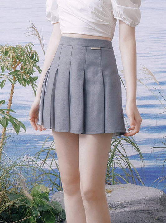 candy gray pleated skirt