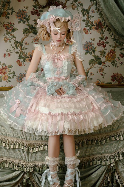 [Reservation deadline on October 18] Rose Garden Floral Pearl Ribbon Tulle Dress