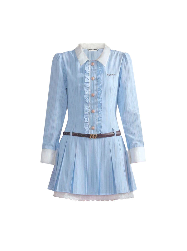 フリルフレンチシャツワンピース