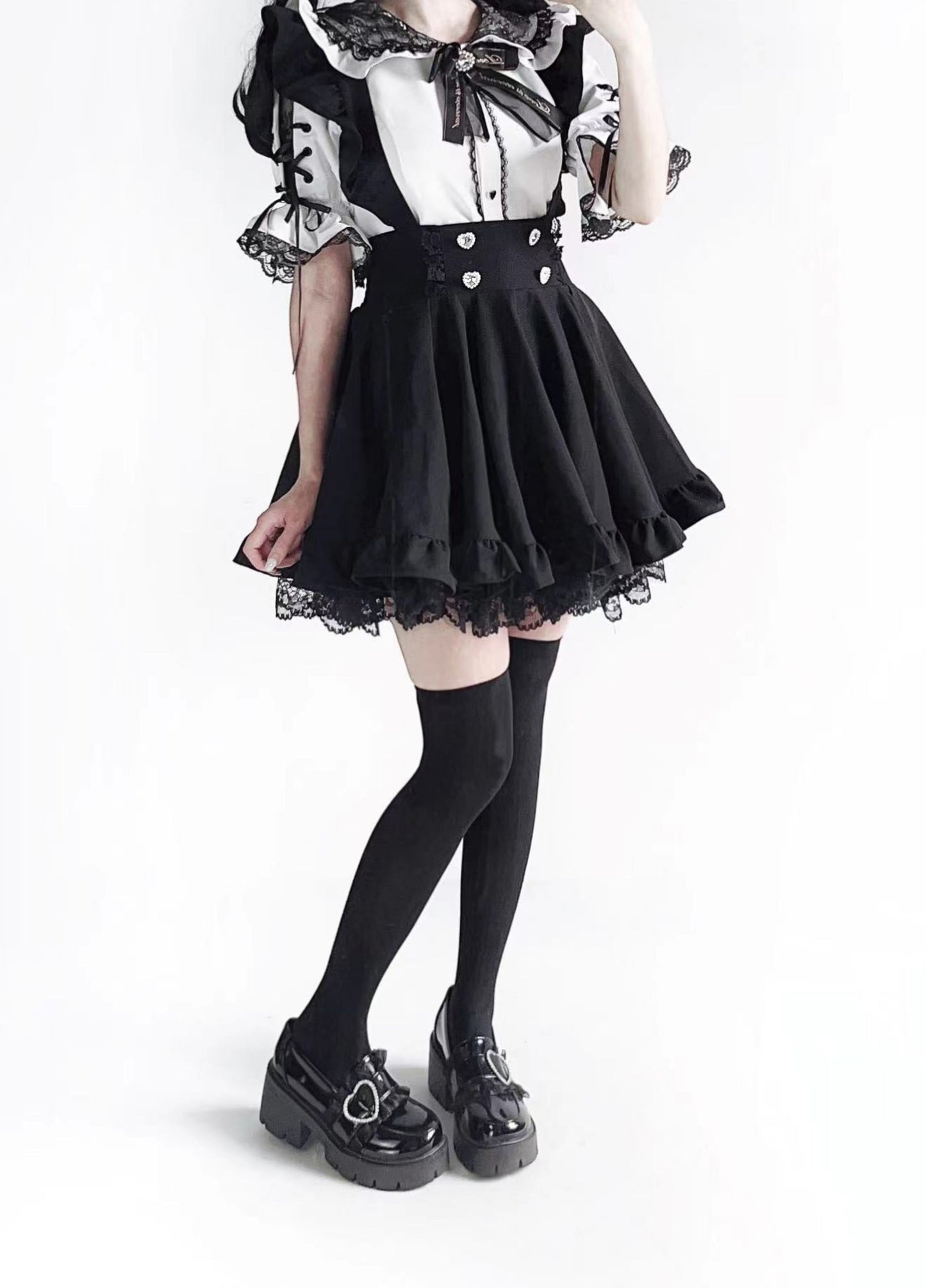 Dark Girly Frill Suspender Skirt