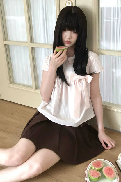 ストライプリボントップス