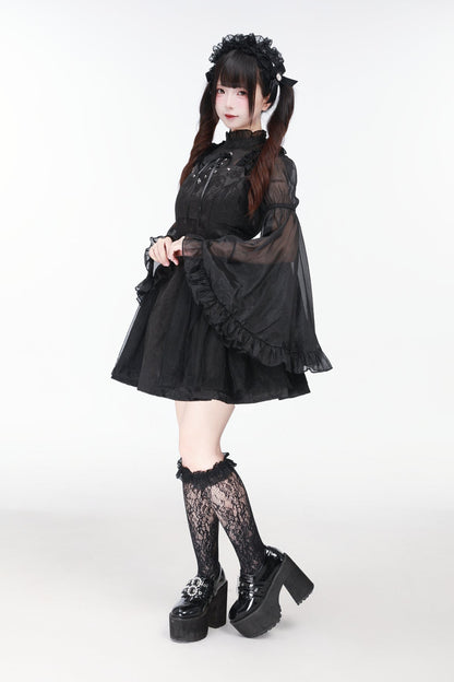 地雷バードサスペンダードレス＋シアースリーブトップス