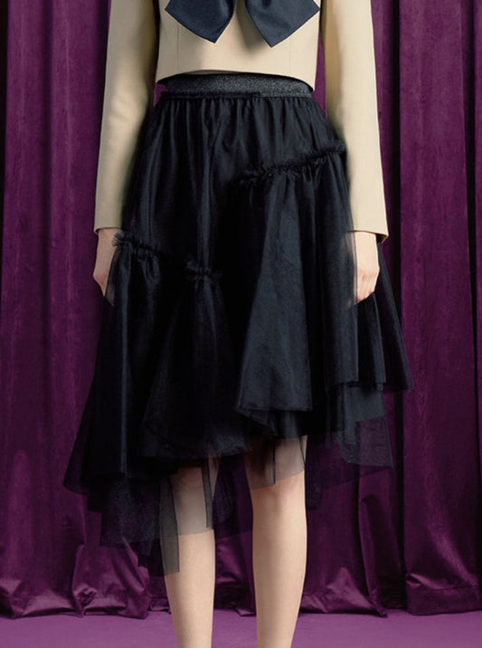 Sugar Sweet Cool Girl Black High Waist Asymmetrical Skirt