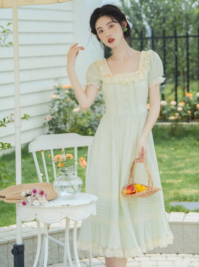 Cream Green Antique Princess Dress – Belchic