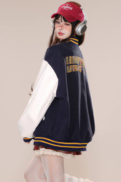 Over -size baseball club jacket