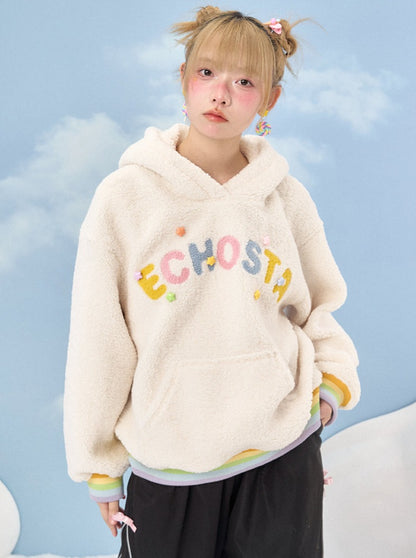 Logo Star Rainbow Hooded Boa Hoodie