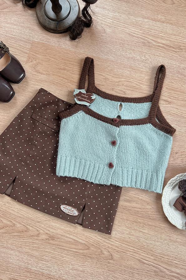 ブルーショコラスイーツガーリーレイヤードセットアップ