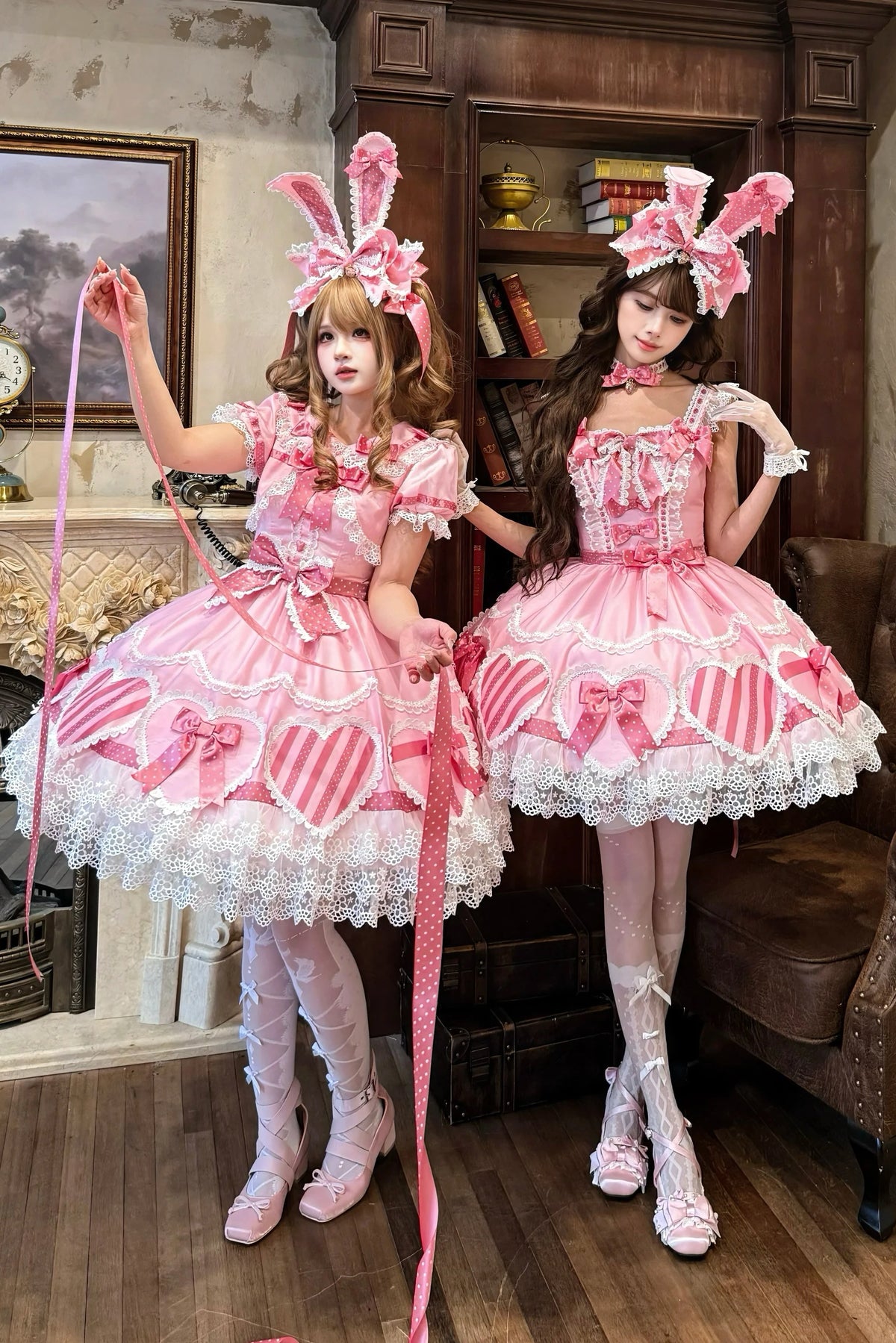 [Pre-Order] Pink Heart Gift Box Fake Two-Piece Sweet Lolita One-Piece Dress