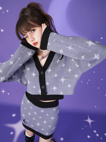 Star Moon Cardigan + Star Knit Skirt