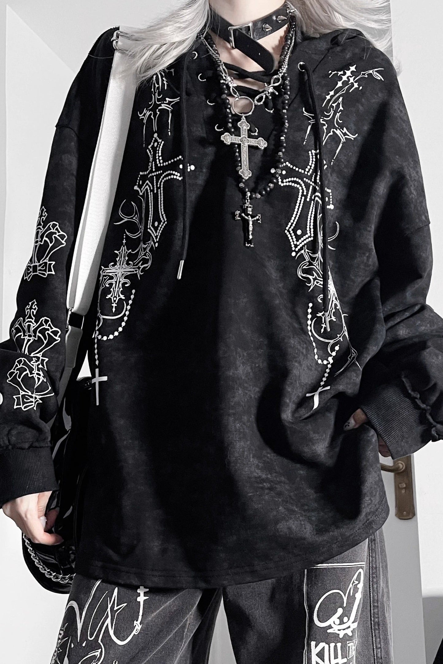 Subculture Dark Loose Hooded Top