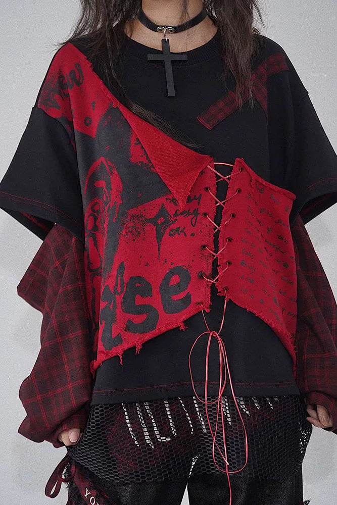 パンクロックパッチワークスウェット