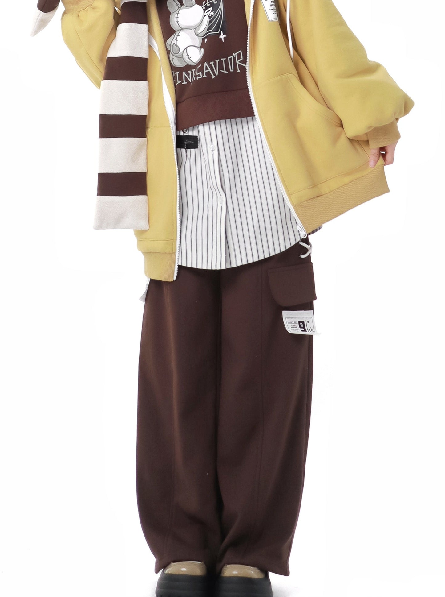 Cheese Chestnut Beige Style Layered New Tral Sweatshirt Pants Jacket Design Set