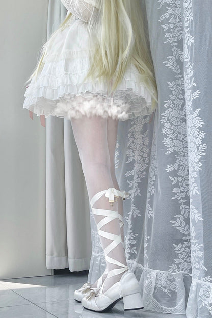 レースアップリボンバレエロリータシューズ